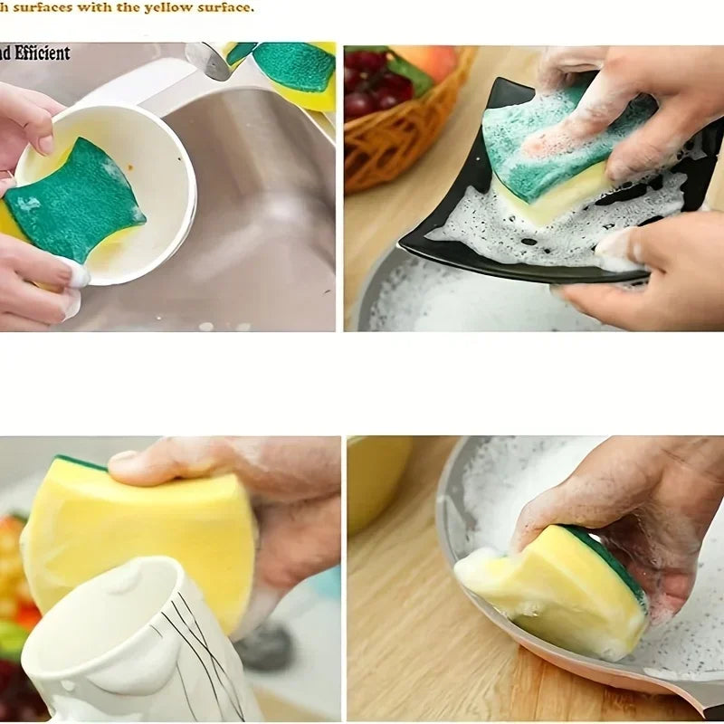 Double-Sided Scratch-Free Kitchen Sponge Pads | 12 & 50 Pack Kitchen Cleaning Sponge QXL