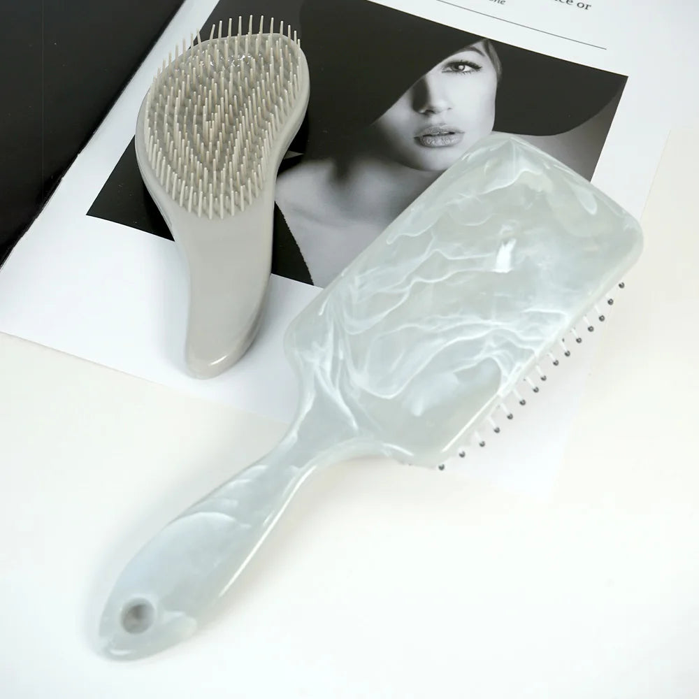 Marble-Texture Hair Brush | Oval & Rectangular Detangling Hair Detangling Brush QXL