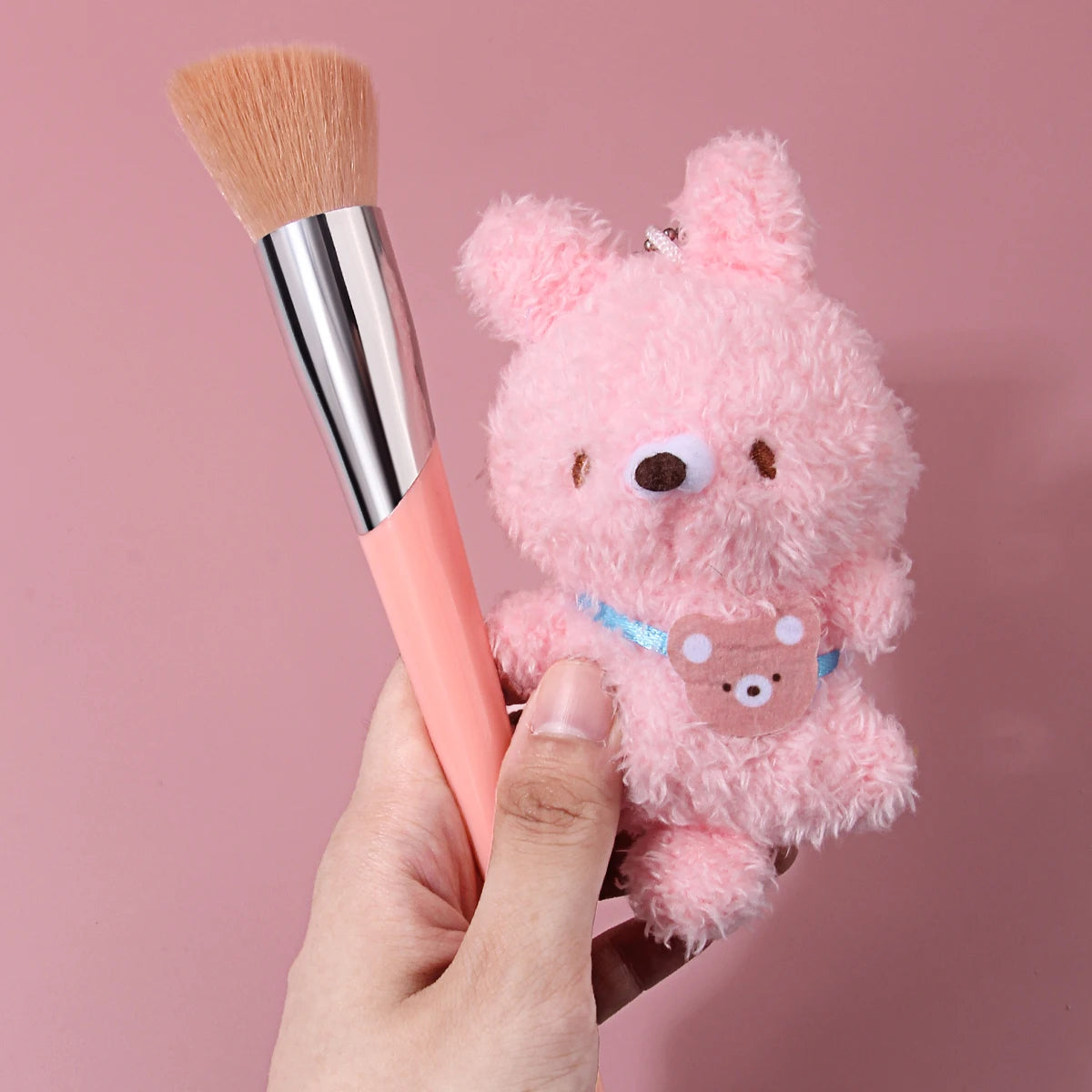 2-Pack Blush & Sculpting Brushes | Bunny Pendant Pink Handle Blush Brush Set QXL