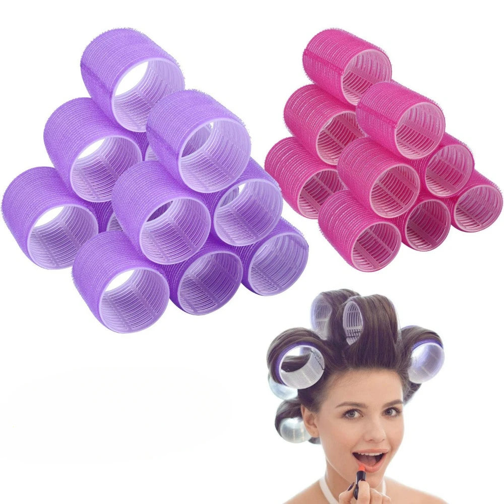 6-Pack Jumbo Self-Grip Heatless Hair Rollers | Hook & Loop Curlers Hair Rollers QXL