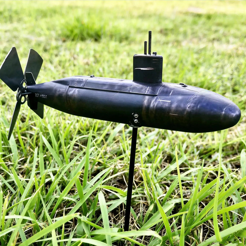 Submarine Wind Spinner – Metal Rotating Garden Sculpture Garden Wind Spinner QXL