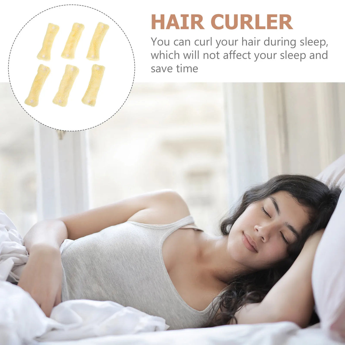 6-Pack Coral Fleece Heatless Sleeping Hair Rollers for Women Sleeping Hair Rollers QXL