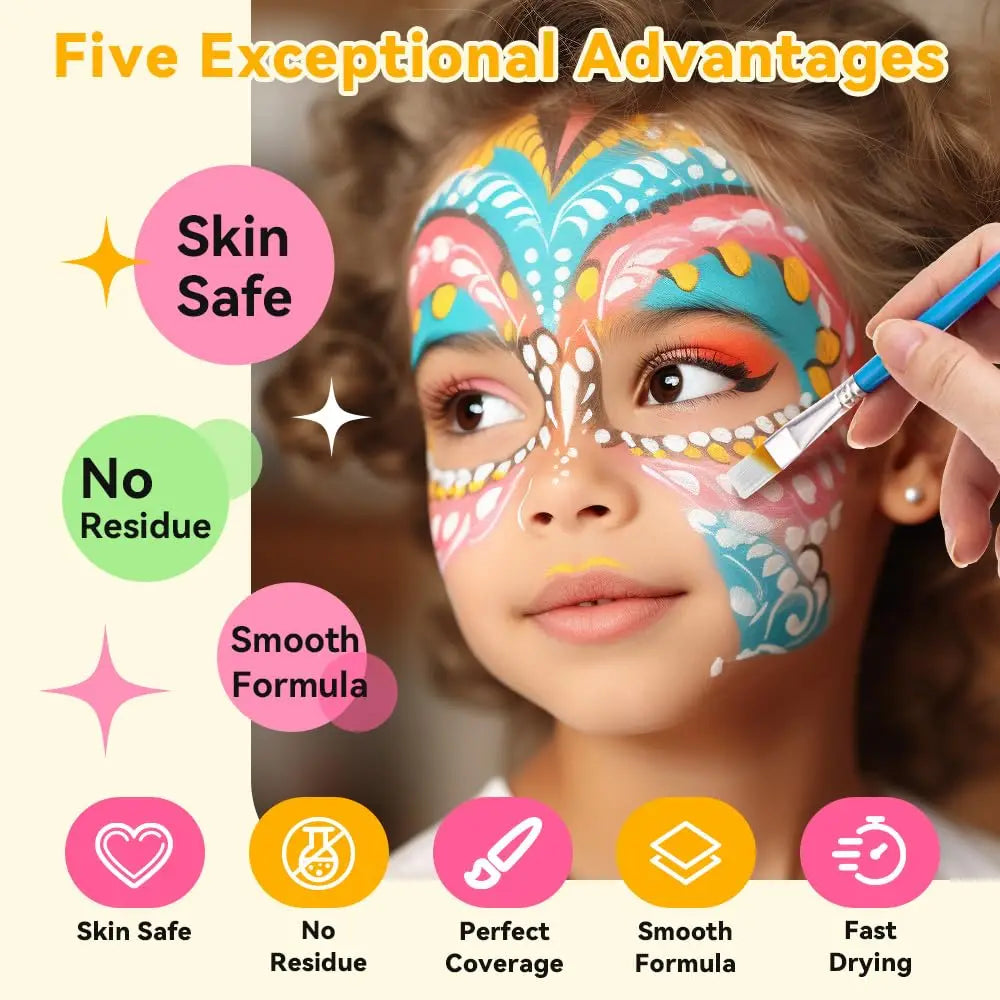 VERONNI 10-Color Face & Body Paint Kit | Halloween Cosplay Face & Body Paint Kit QXL