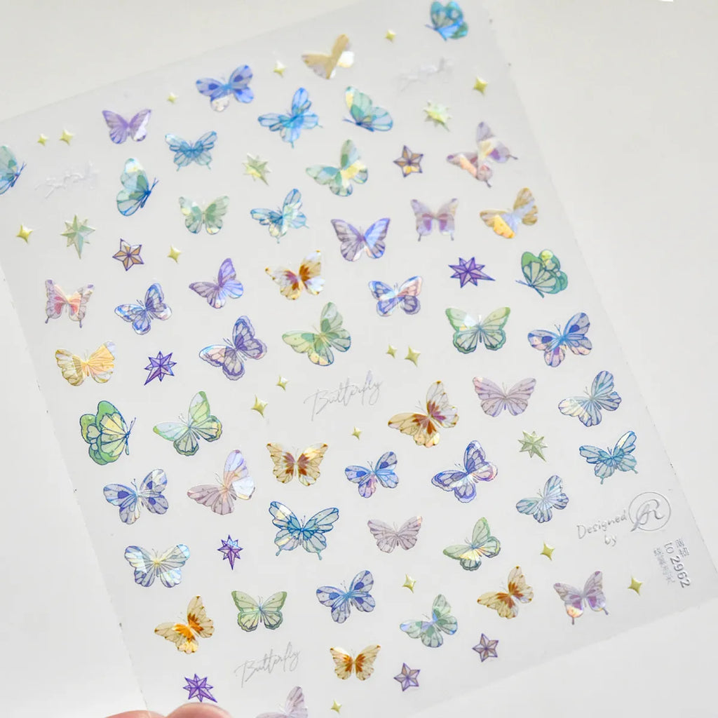 5D Laser Butterfly Nail Art Stickers | Self-Adhesive Decals Nail Art Stickers QXL 1pcs