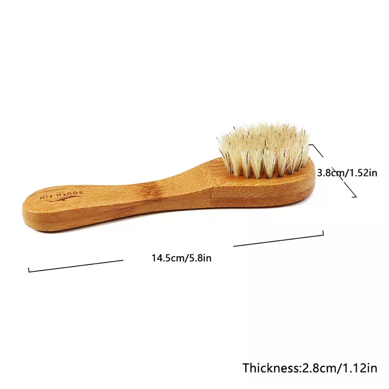 Natural Bristle Exfoliating Face Brush | Wooden Handle Face Cleansing Brush QXL