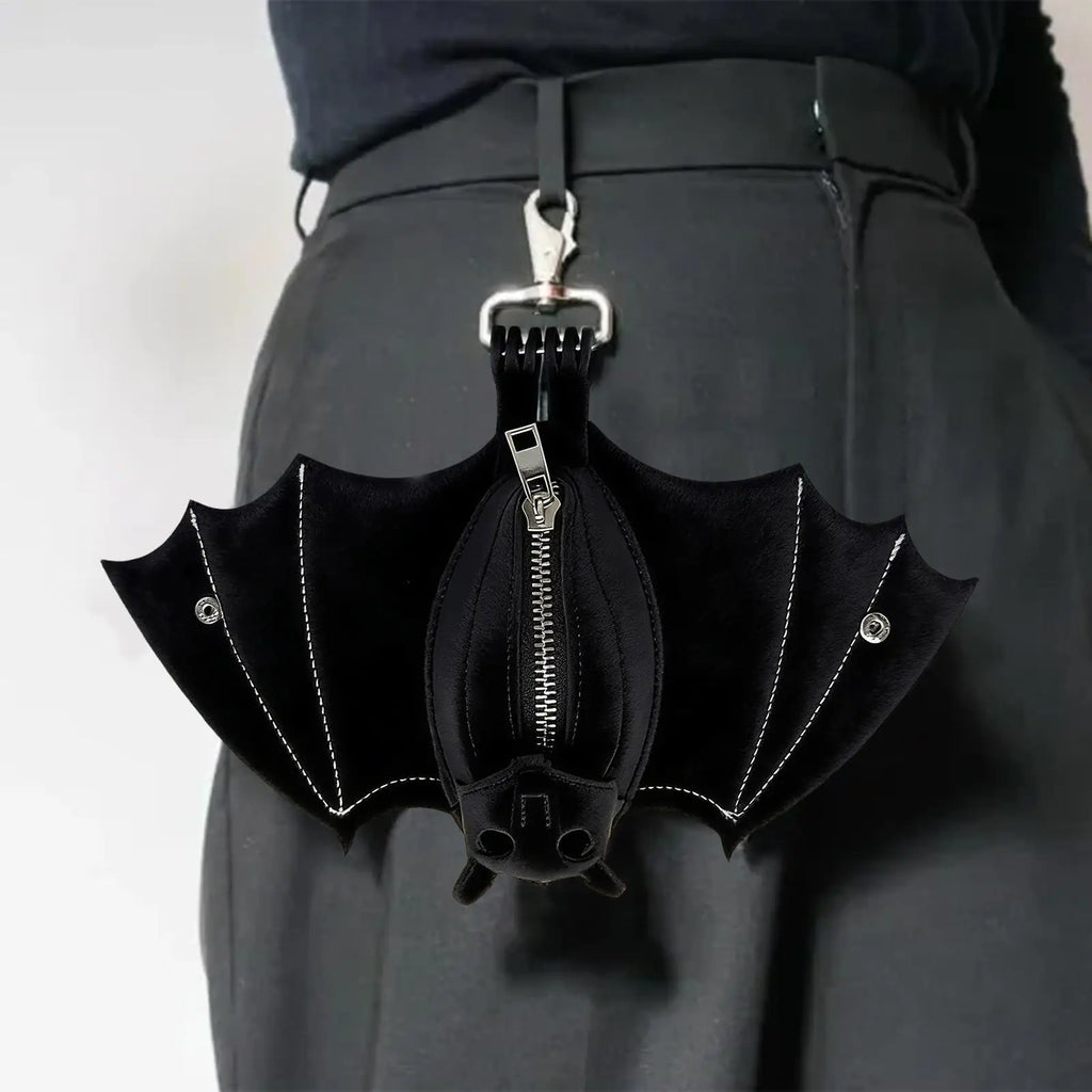 Gothic Bat Coin Purse PU Leather Keychain Wallet Foldable Wings Gothic Coin Purse QXL