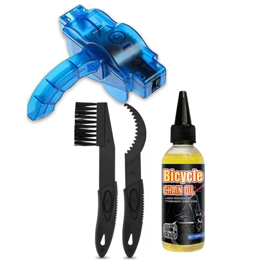 Bike Chain Cleaner Kit | Lubricant, Degreaser & Scrubber Tool Chain Cleaning Kit QXL Full package