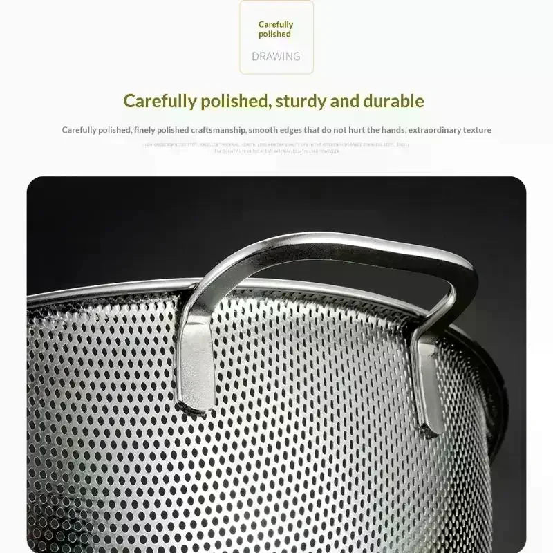 Stainless Steel Colander Fine Mesh Pasta & Veggie Strainer Kitchen Colander Strainer QXL