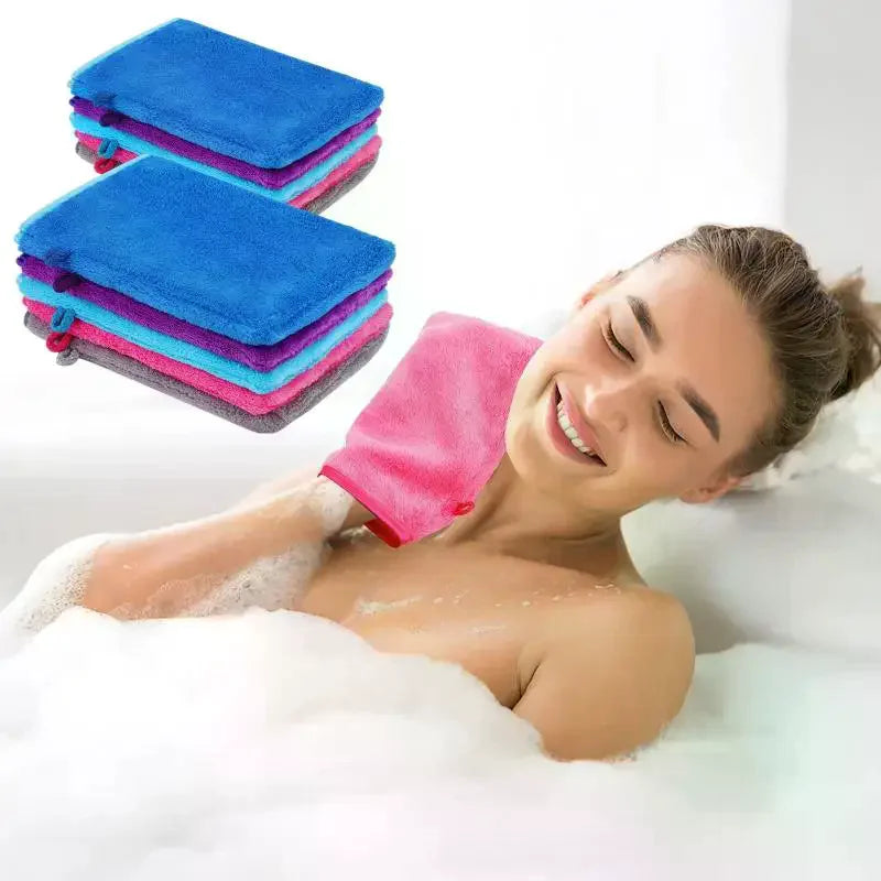 Reusable Microfiber Makeup Remover Glove – Facial Cleanser Makeup Remover Glove QXL