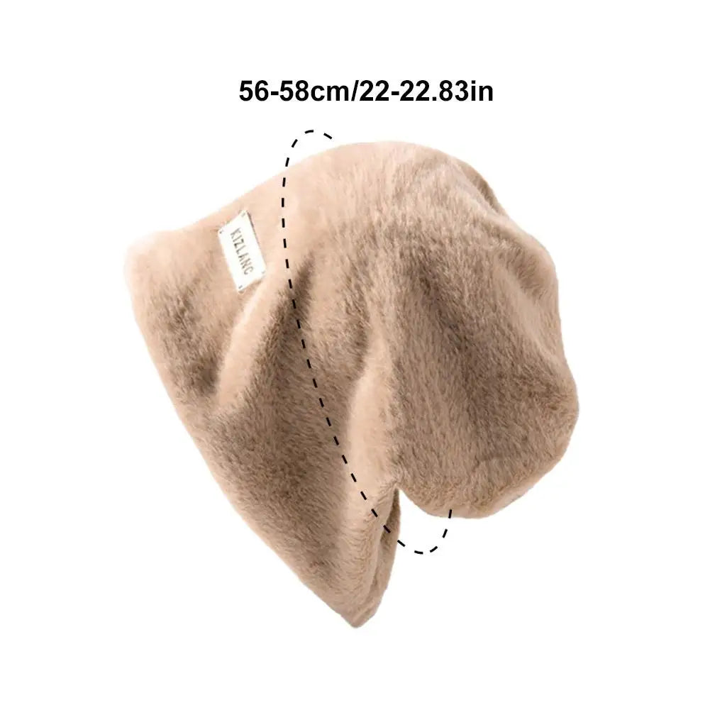 Rabbit Plush Beanie Hat | Unisex Warm Skullcap for Men & Women Plush Beanie Hat QXL