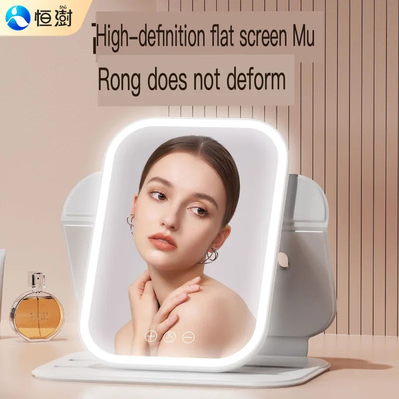 LED Lighted Makeup Mirror | Folding Leather Case, Rotating LED Makeup Mirror QXL