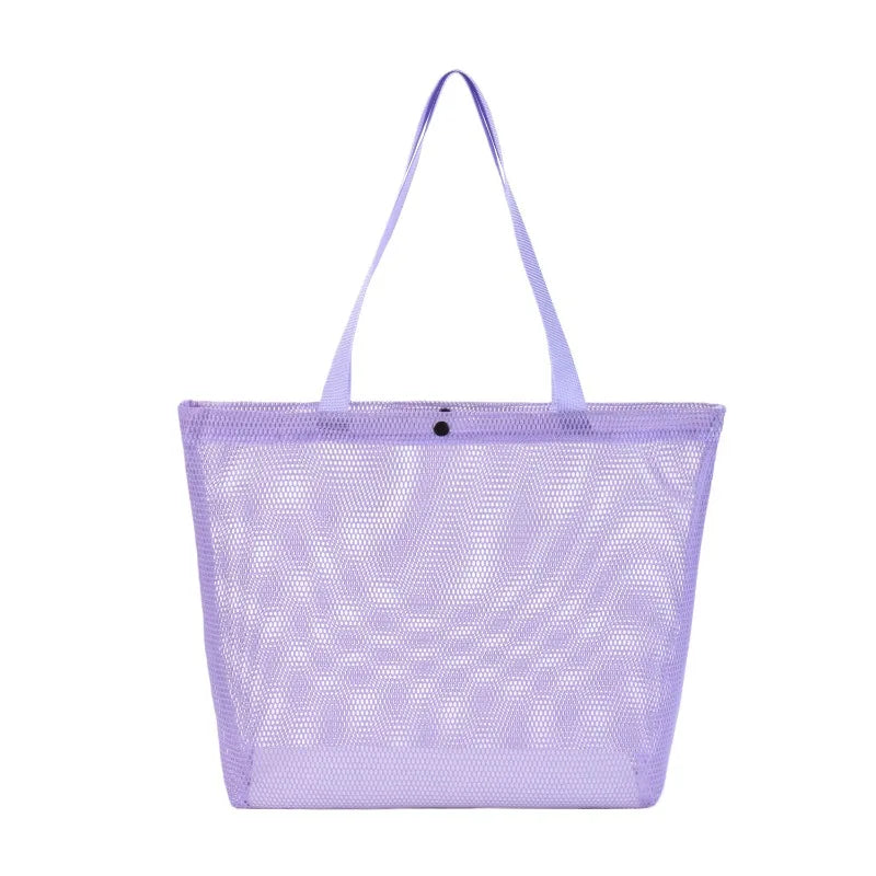 Large Mesh Beach Tote Bag | Foldable Breathable Shoulder Bag Mesh Tote Bag QXL