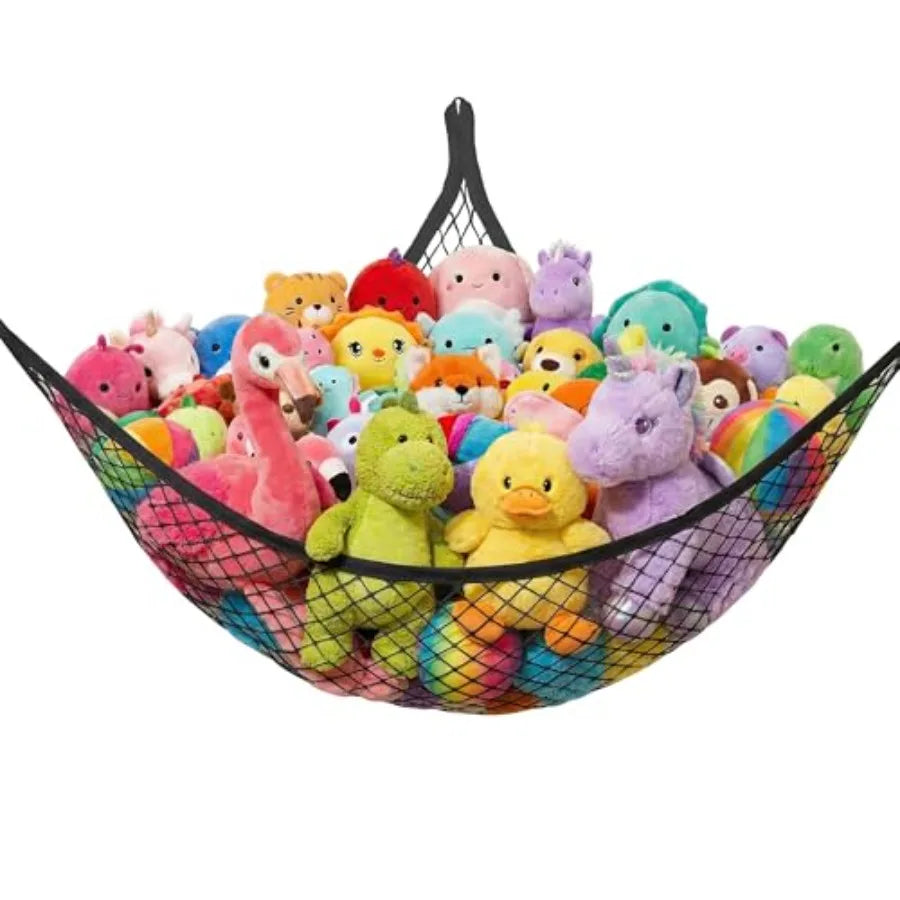 Stuffed Animal Net Hammock | Corner Toy Organizer for Kids Toy Storage Hammock QXL 1pcs-Black