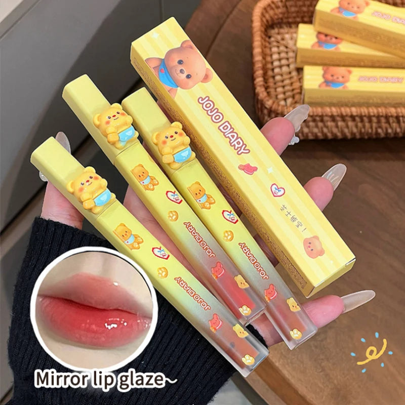 Cheesy Bear Mirror Lip Glaze – Sheer Nude Glossy Lip Gloss Lip Gloss QXL