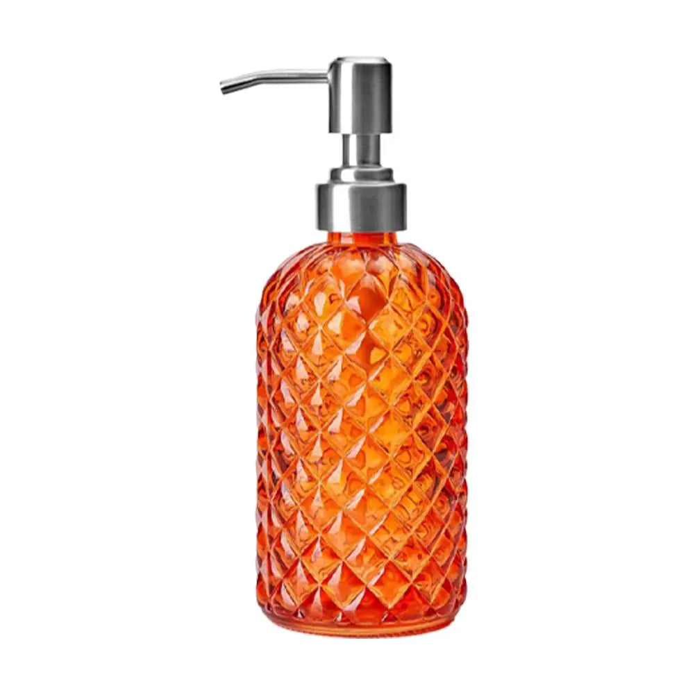 480ml Glass Soap Dispenser | Rust-Proof Stainless Steel Pump Glass Soap Dispenser QXL C