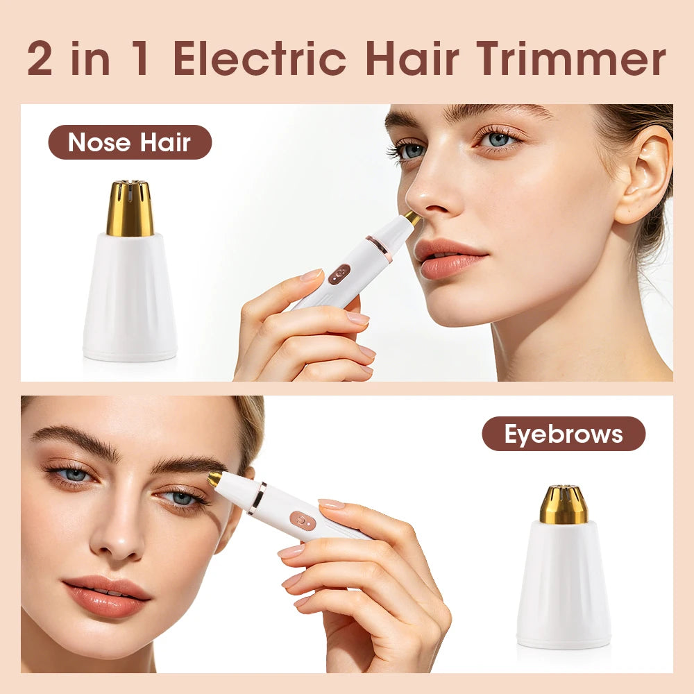 2-in-1 Electric Eyebrow & Nose Hair Trimmer | Rechargeable Hair & Nose Trimmer QXL
