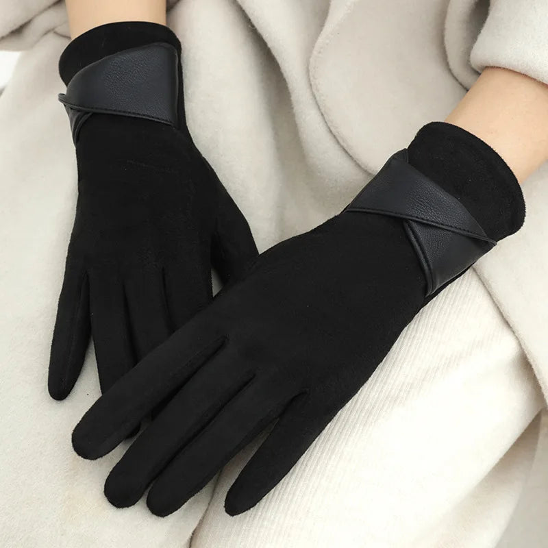 Women's Velvet Touchscreen Winter Gloves | Bow Cycling Gloves Winter Gloves QXL