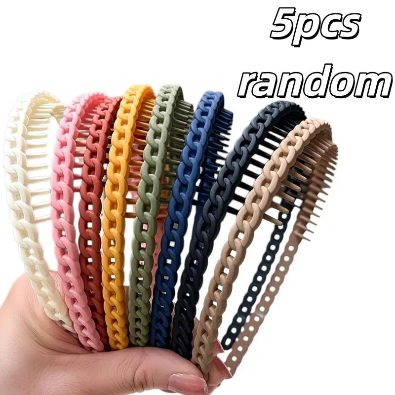 5-Pack Wide Fashion Headbands | Non-Slip, Hand-Decorated Fashion Headband Set QXL 5pcs random