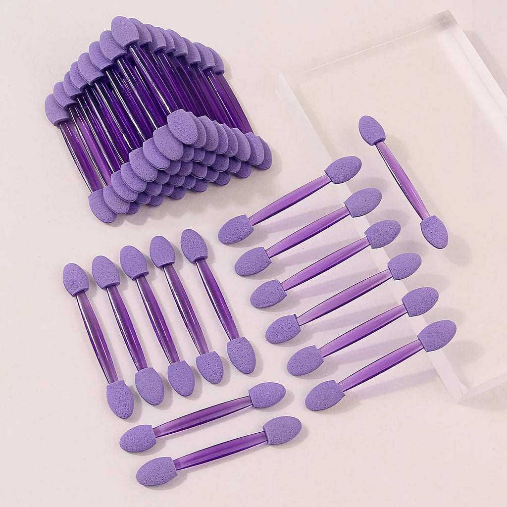 50-Pack Double-Ended Eyeshadow Sponge Applicators | Purple Disposable Makeup Applicator QXL