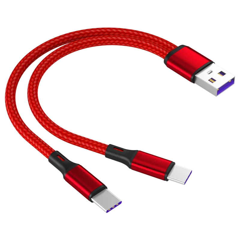 2-in-1 USB-C Micro USB Y Splitter Cable 5A Fast Charging 1m USB Charging Cable QXL