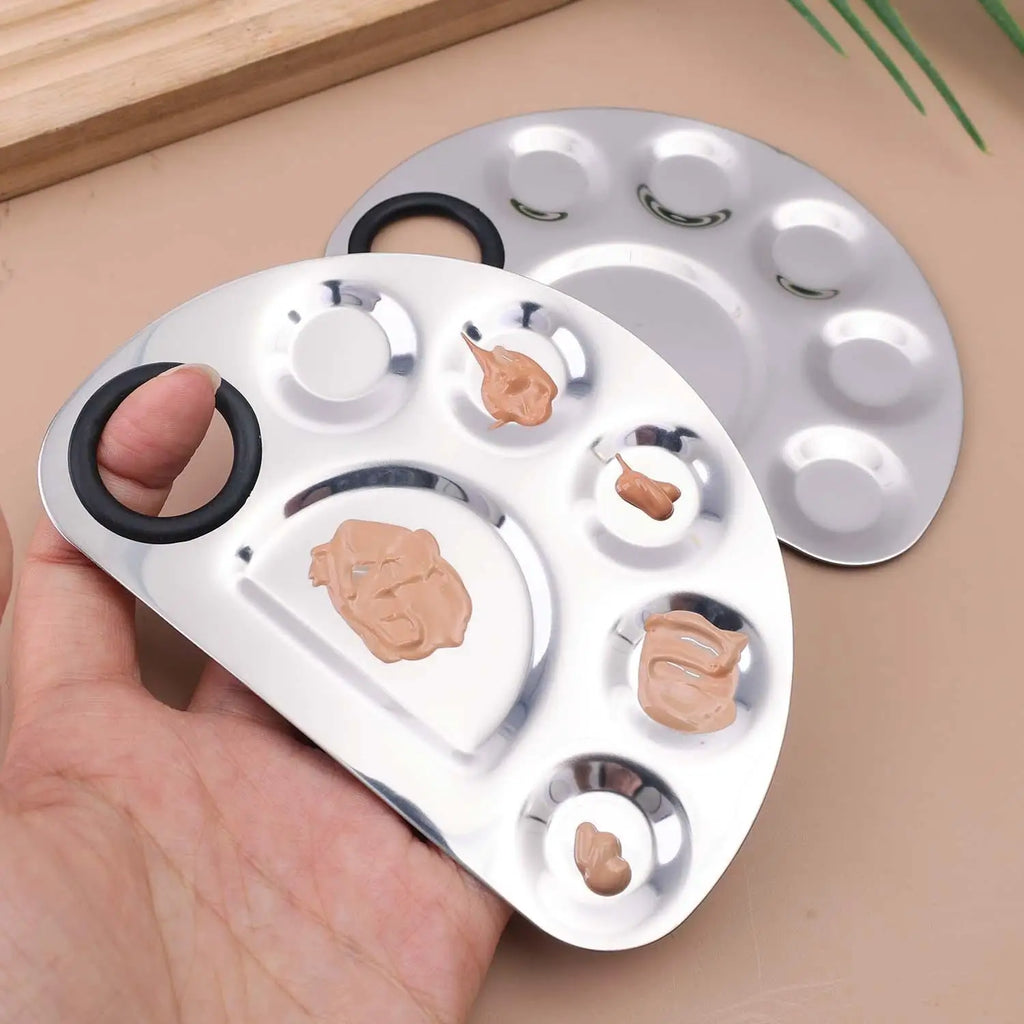 Stainless Steel Makeup Mixing Palette & Spatula Set Makeup Mixing Palette QXL