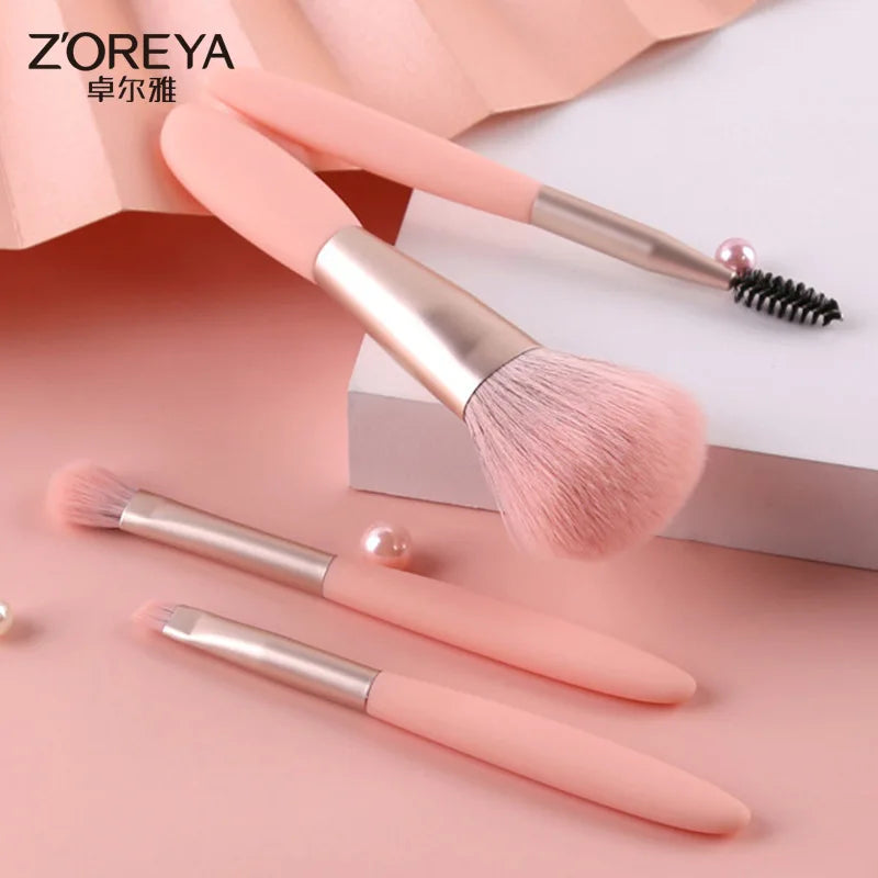 ZOREYA 4-Piece Mini Makeup Brush Set | Colorful Beginner Kit Mini Makeup Brush Set QXL