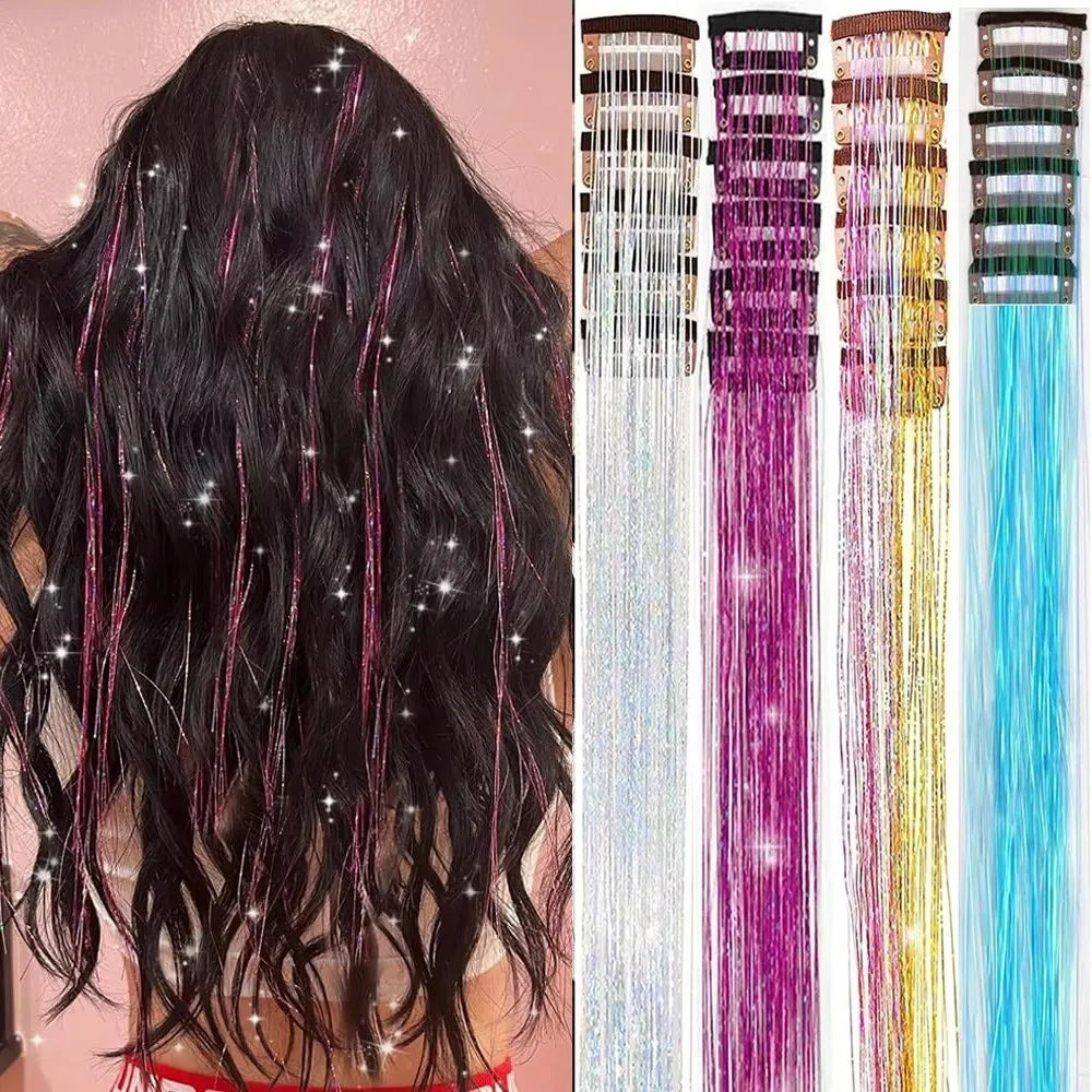 Clip-In Fairy Hair Highlight Extension | Glitter Hairpiece 50cm Clip-In Hair Extension QXL
