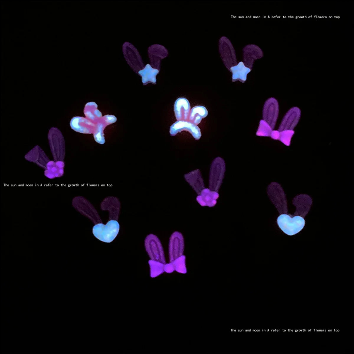 20-Pc 3D Rabbit Ear Resin Nail Charms | Kawaii Pink & White Nail Art Charms QXL