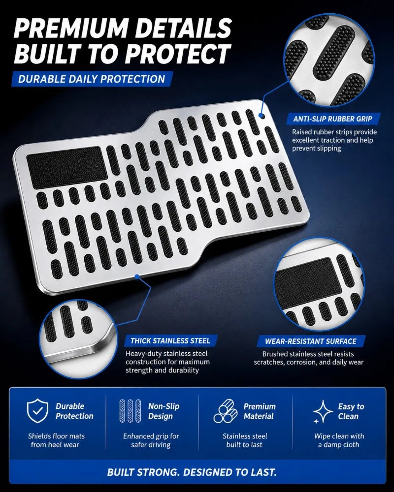 Stainless Steel Car Heel Pad | Anti-Slip Floor Mat Protector Car Floor Mat Protector QXL