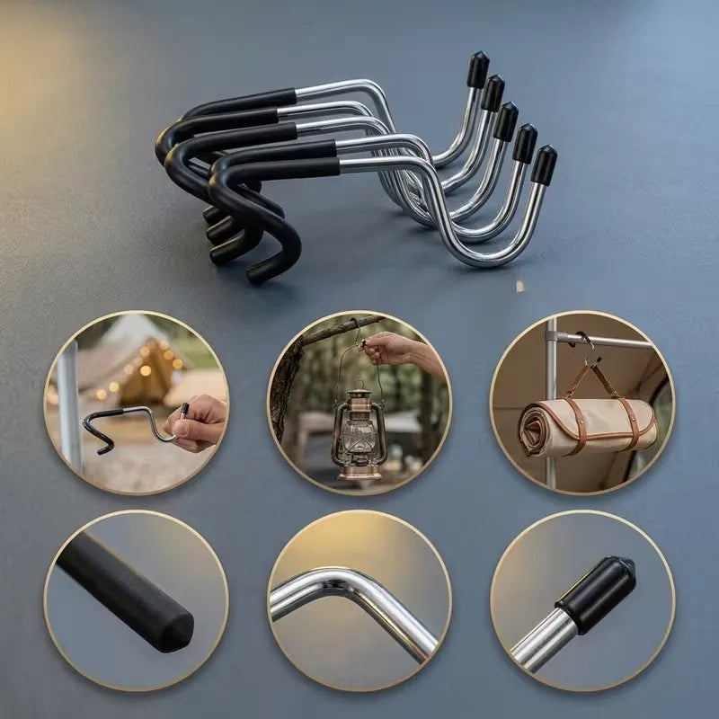 5-Pack Stainless Steel Pigtail Hooks – Punch-Free, Non-Slip Pigtail Hooks QXL