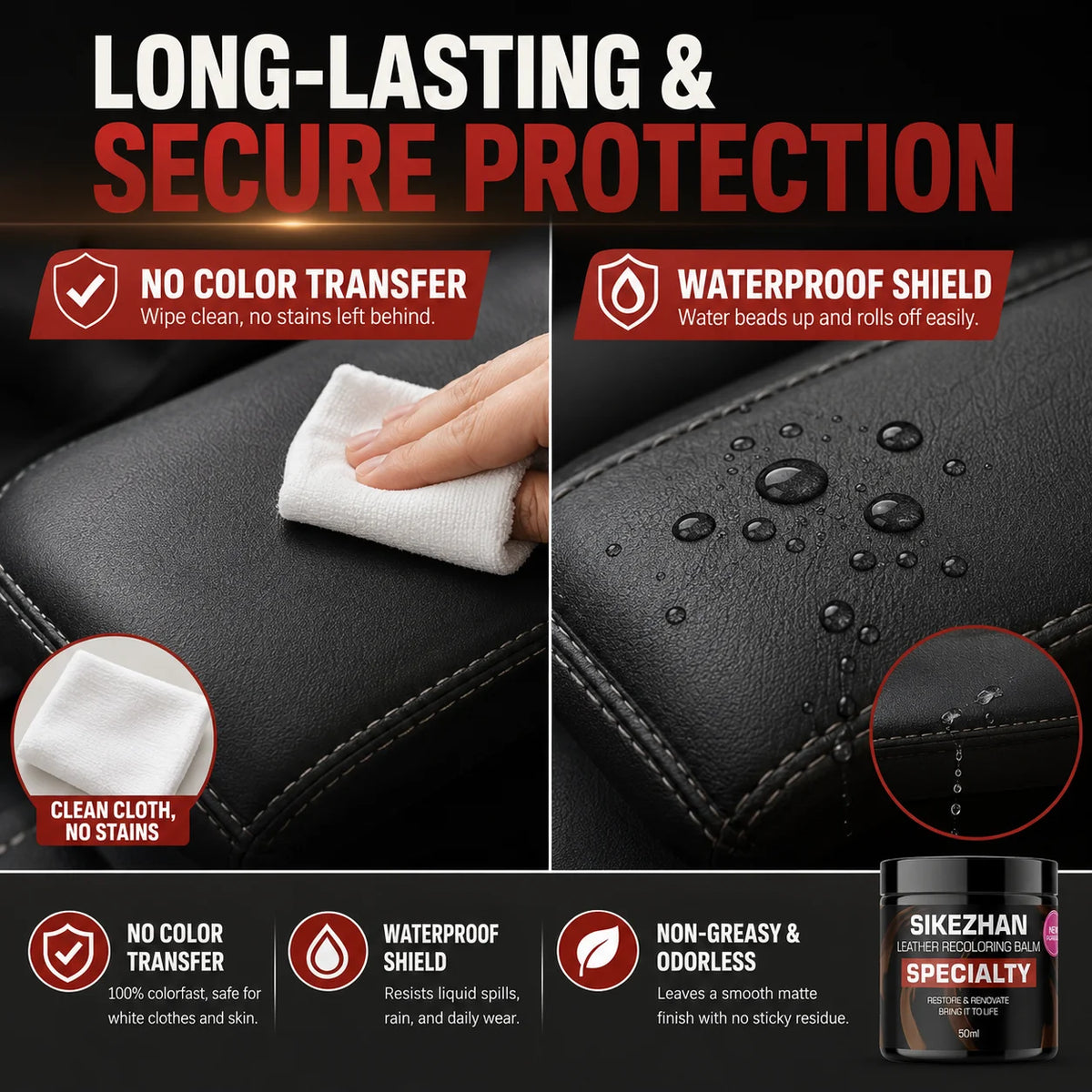 SIKEZHAN Leather Recoloring Balm 50ml | Restore Car Seats & More Leather Restoration Balm QXL