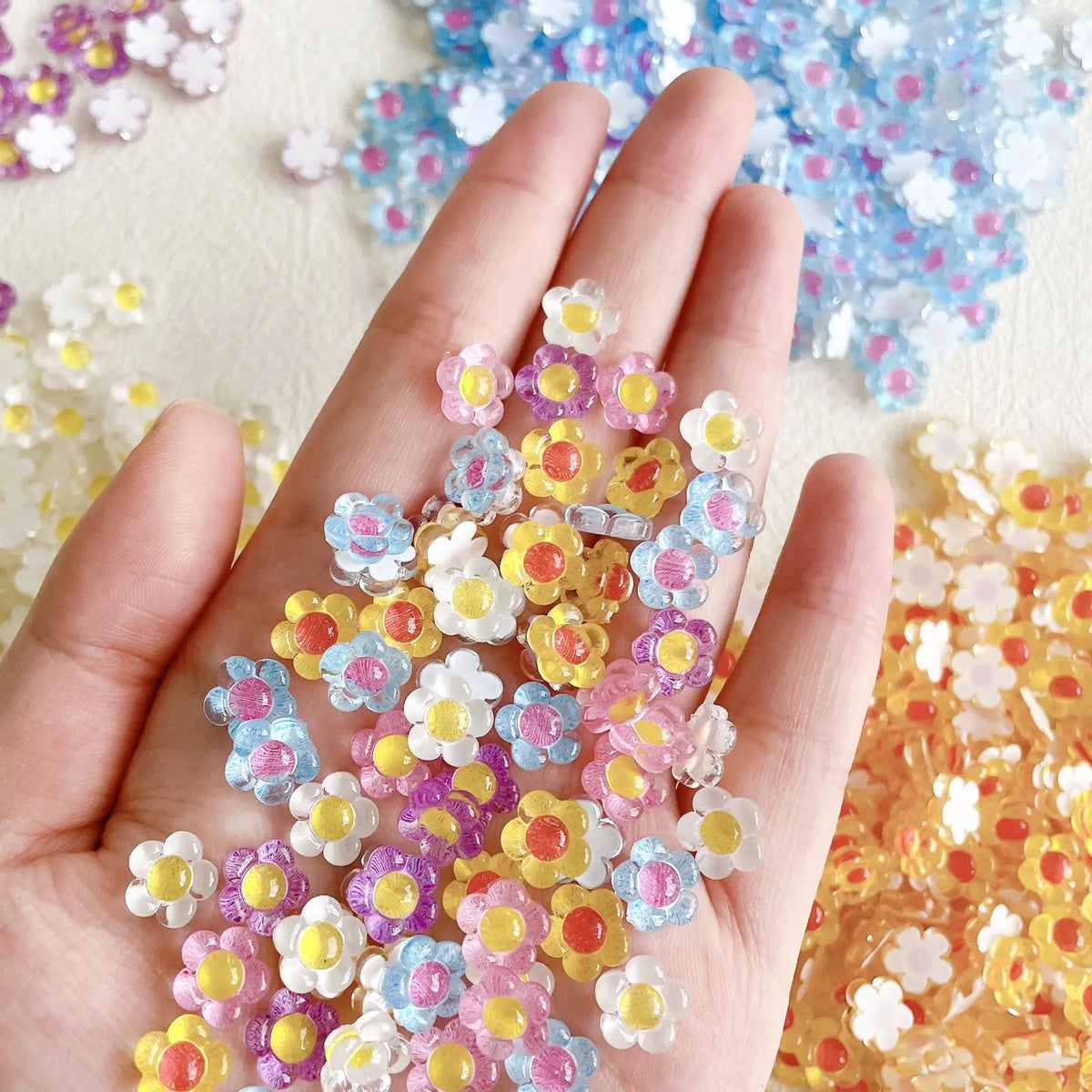 20-Pack 3D Ice Flower Nail Charms | Kawaii Resin Decorations Nail Art Charms QXL