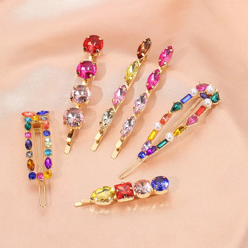 Rhinestone Pearl Hair Clip | Korean Vintage Green Barrette Hair Barrette Clip QXL