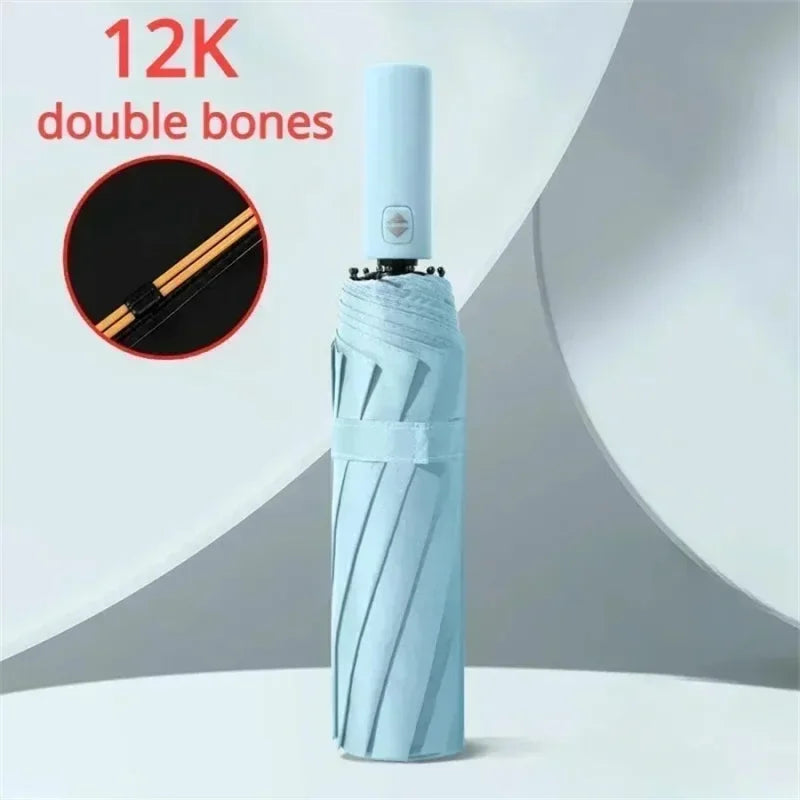 12-Rib Auto Folding UV Umbrella | Compact & Windproof Folding Umbrella QXL