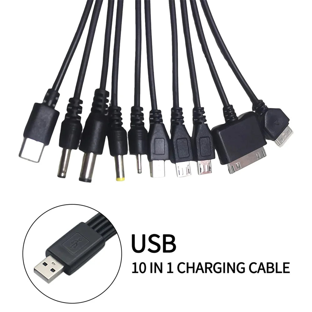 10-in-1 Multi-Head USB Charging Cable | Universal Charger Cord Multi-Head USB Cable QXL