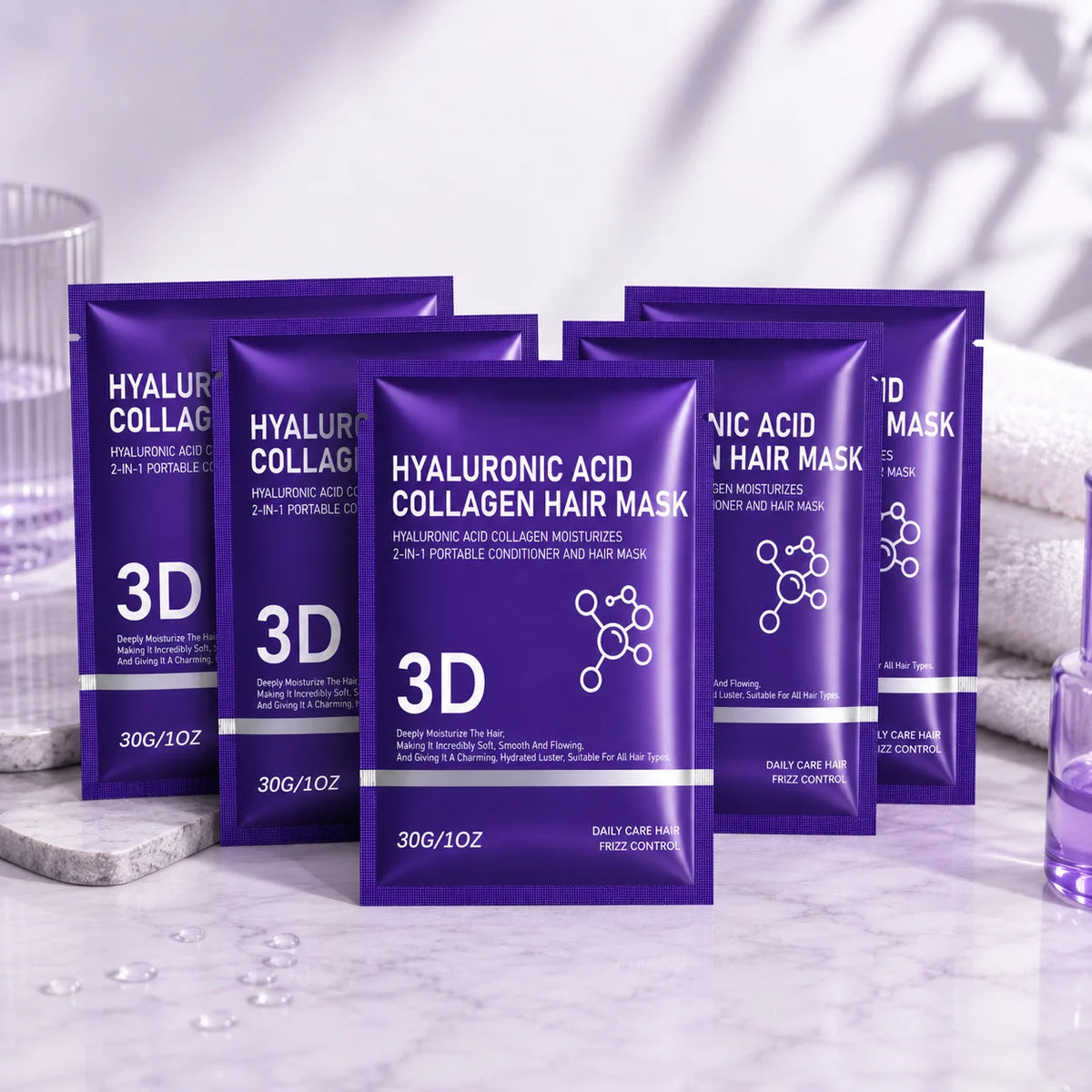 Hyaluronic Acid Hair Mask | Deep Moisture Treatment 2/3/5 Pack Hair Mask Treatment QXL 5pcs