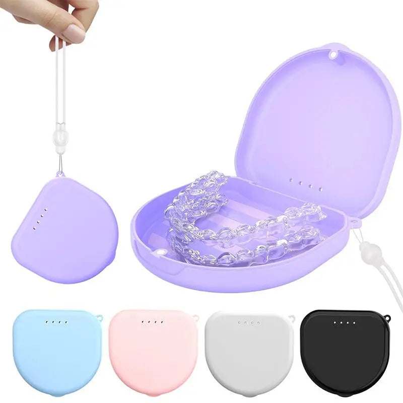 Portable Denture & Retainer Storage Case with Lanyard Denture Storage Case QXL