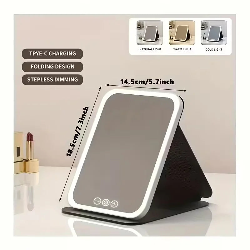 Cosmomiro LED Vanity Mirror | 3-Color Dimmable Touch Foldable LED Makeup Mirror QXL