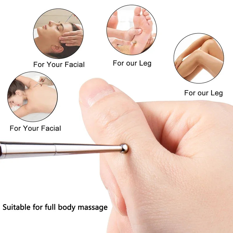 Double-Head Acupoint Massage Pen | Stainless Steel Facial Tool Acupressure Massage Pen QXL