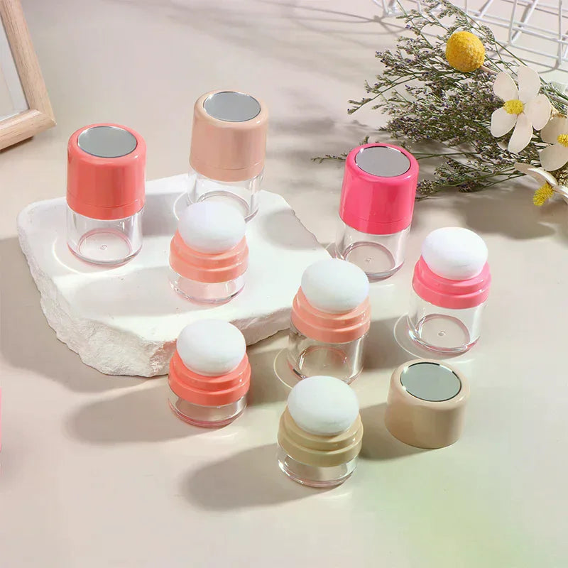 Mini Refillable Loose Powder Jar with Puff & Mirror | YOVIP Cosmetic Powder Jar QXL