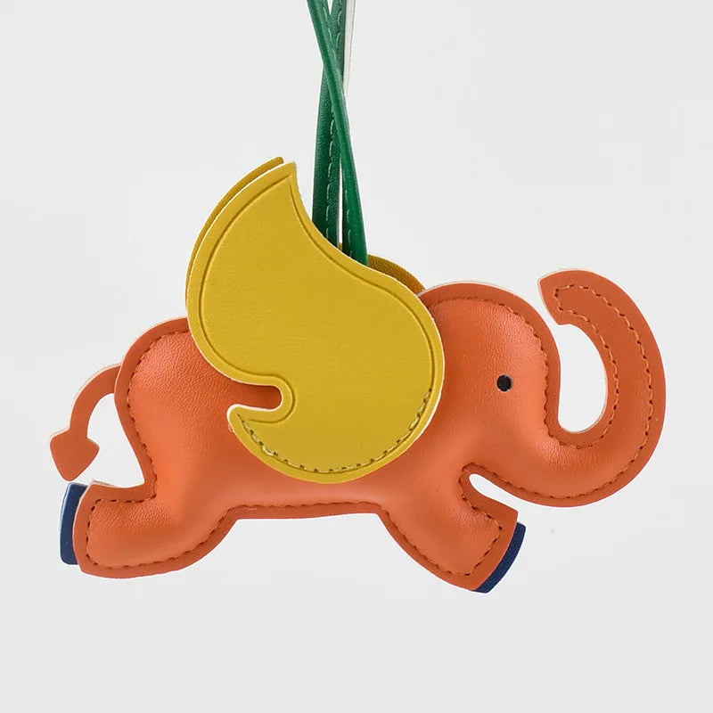 Elephant Bag Charm PU Leather Keychain Pendant | Gift for Her Bag Charm Keychain QXL Orange
