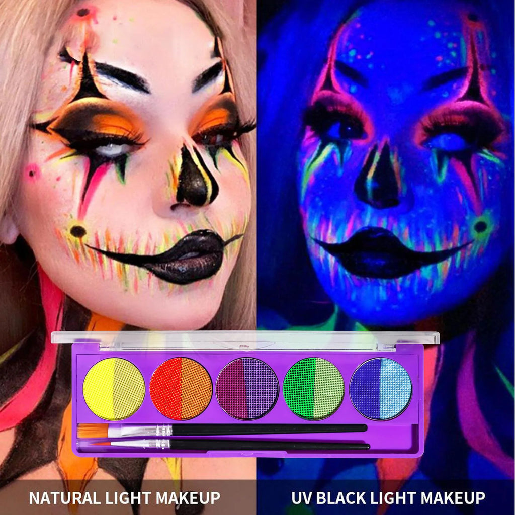 10-Color UV Neon Face & Body Paint Palette | Glow Kit Face & Body Paint QXL