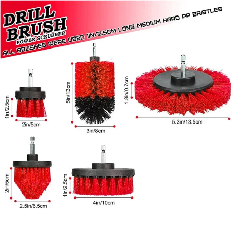 EAFC Drill Scrubber Brush Kit 3-Pc & 5-Pc | Nylon Cleaning Set Drill Scrubber Brush Kit QXL