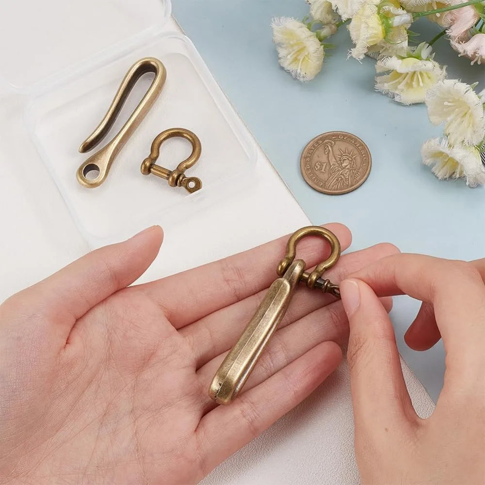 Fish Hook Keychain Clip Set | Antique Bronze Belt & Pocket Ring Belt Clip Keychain QXL