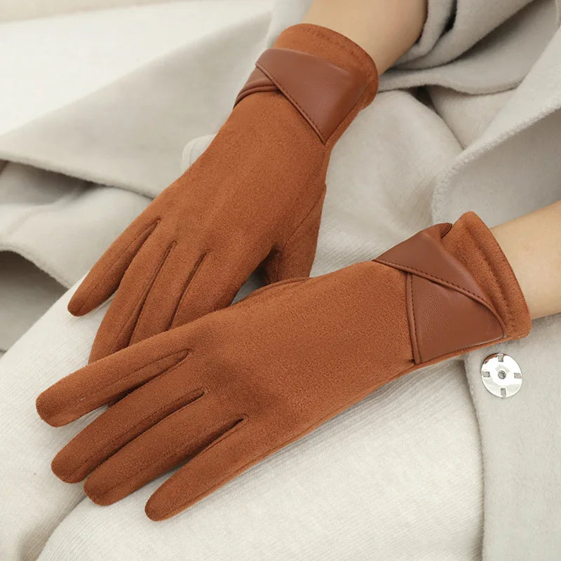 Women's Velvet Touchscreen Winter Gloves | Bow Cycling Gloves Winter Gloves QXL