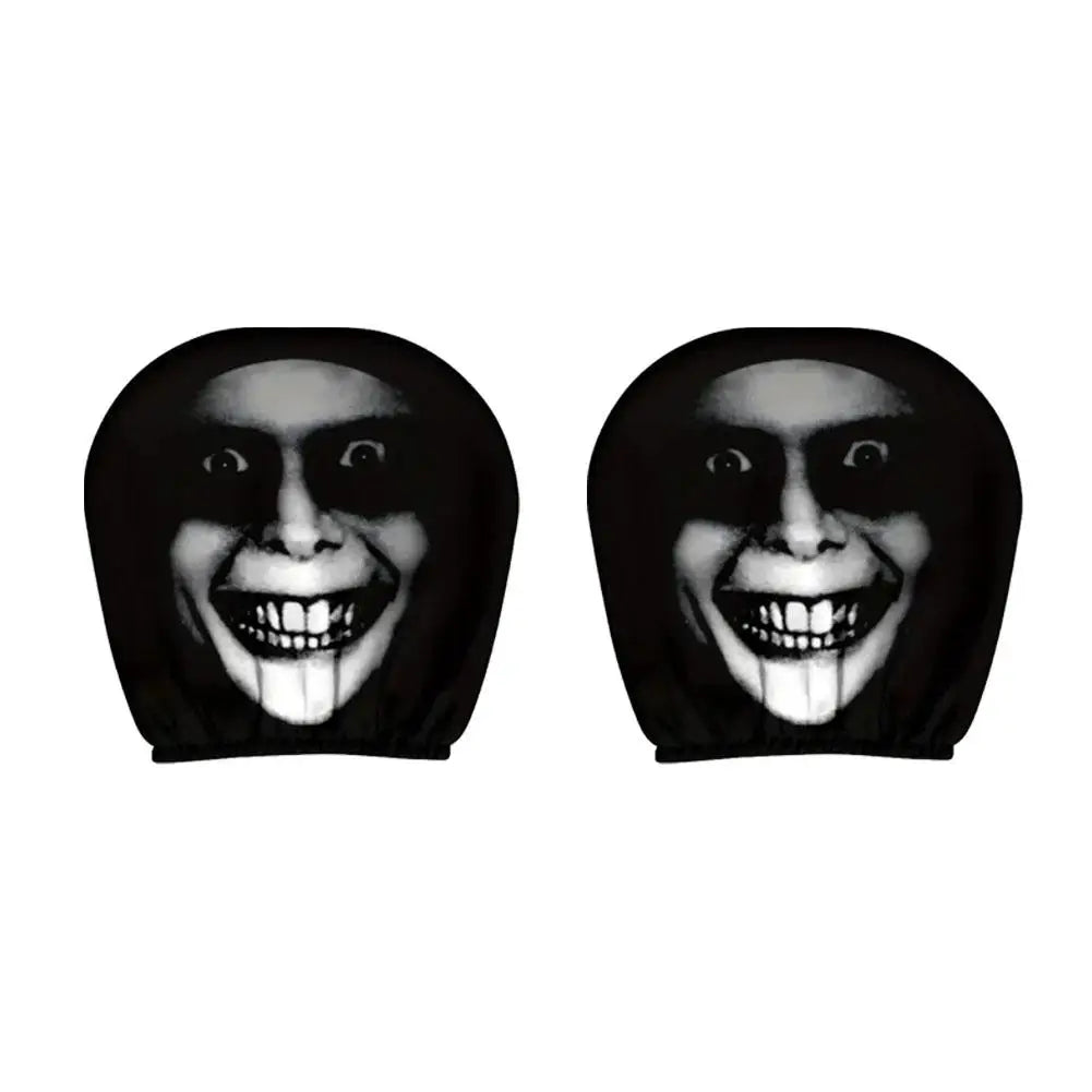 Horror Face Car Headrest Covers | 4-Pack Polyester Cushion Set Car Headrest Cover QXL Brown