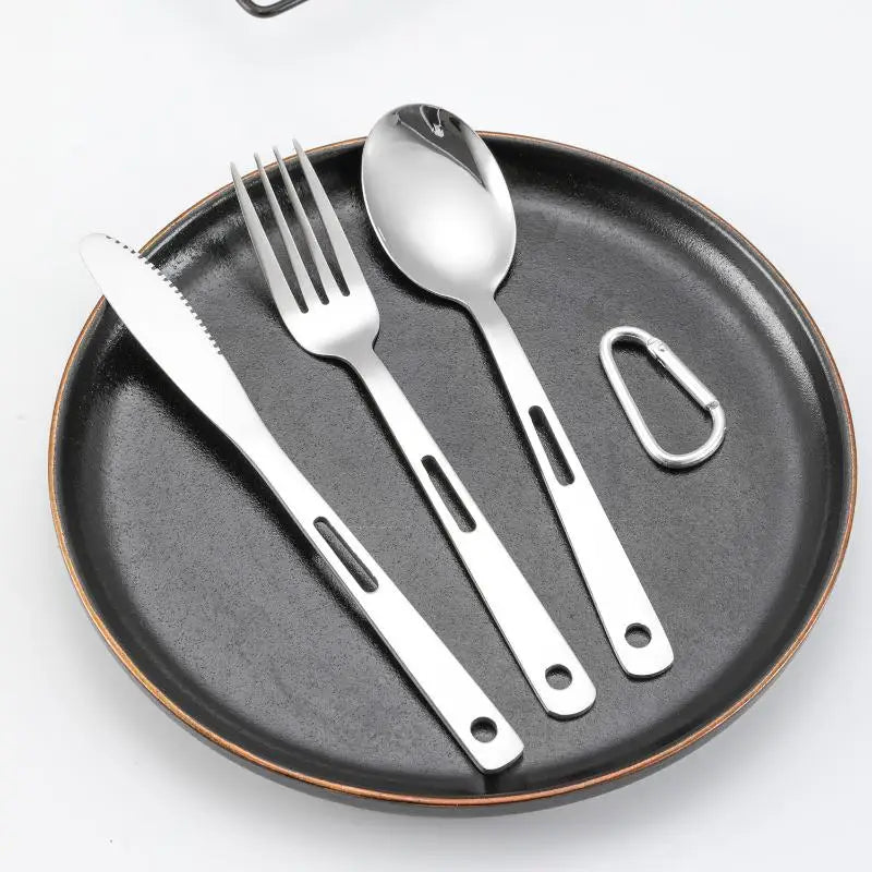 3-Piece Camping Cutlery Set | Stainless Steel Knife Fork Spoon Camping Cutlery Set QXL