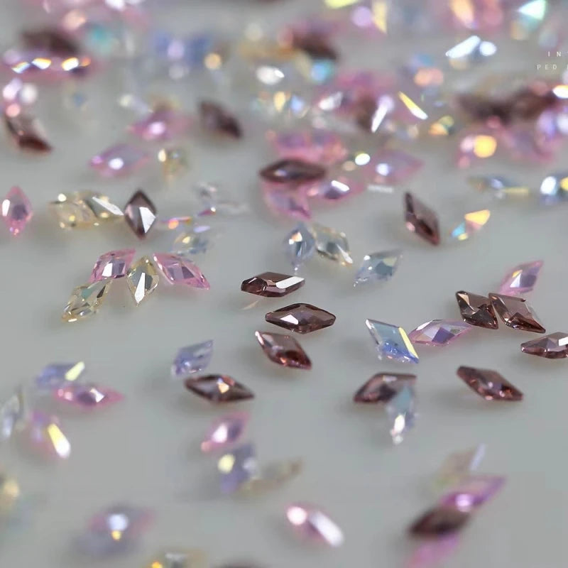 5A Aurora Zircon Nail Rhinestones | 50pc Mixed Shapes Charms Nail Art Rhinestones QXL