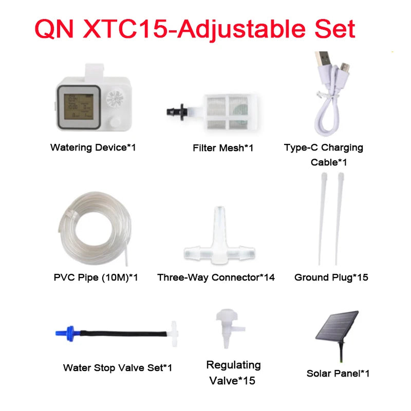Solar Garden Irrigation System – LCD Timer & Auto Watering Kit Solar Irrigation Kit QXL XCT15-Adjustable