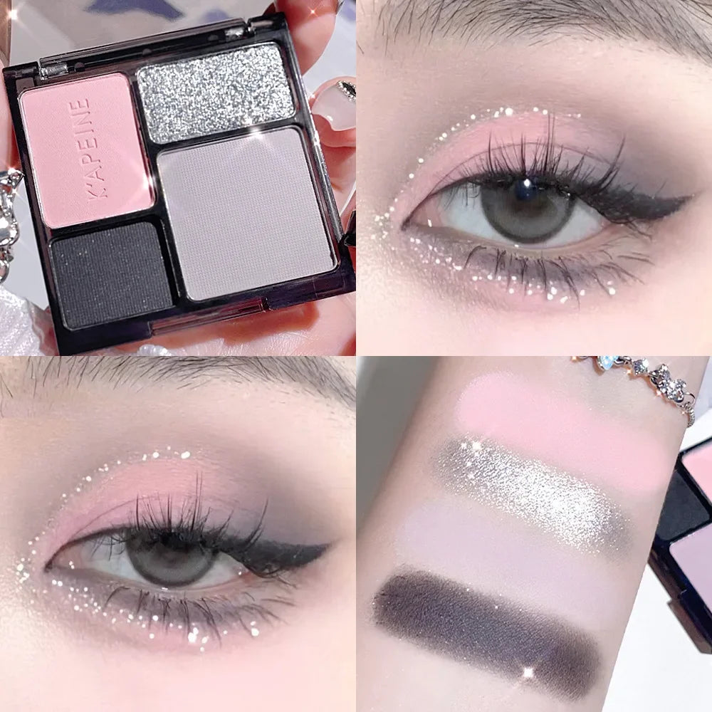 4-Color Eyeshadow Palette | Glitter, Shimmer & Matte Shades Eyeshadow Palette QXL